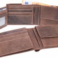 Gravierte Geldbörse Natur Leder Vintage Hellbraun oder Dunkelbraun - Geldbeutel / Portemonnaie / Brieftasche individuell Bild 2