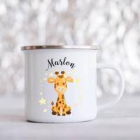 Personalisierte Tasse mit Namen Mädchen Jungen Safari Tiere Löwe Giraffe Bild 4