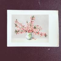 Kunstkarte, Postkarte, vintage, Malerei, Blumenkarte mit Hagebuttenblüten in Vase , AFKJ Bild 1