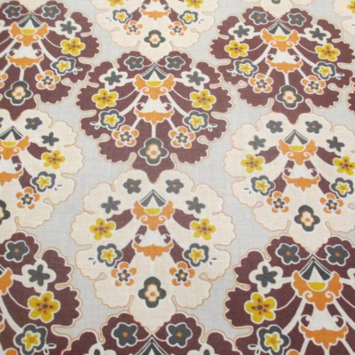 KLARANÄHTA Beschichtete  Baumwolle Ornamente hellgrau-beige( 1m/16,-€)