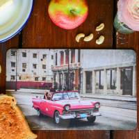 Pink Cadillac Oldtimer Kuba Fotografie Frühstücksbrettchen aus Melamin, spülmaschinenfest, Schneidebrett 14 x 23 cm Bild 1