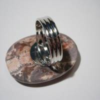 Ring hellbraun beige creme mit 36 x 25 Millimeter großem Jaspis Stein oval Ringgröße verstellbar Bild 5