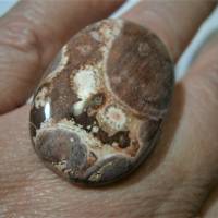 Ring hellbraun beige creme mit 36 x 25 Millimeter großem Jaspis Stein oval Ringgröße verstellbar Bild 6