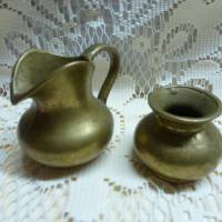 Vintage Miniaturen Messing-Krug und Vase Bild 1