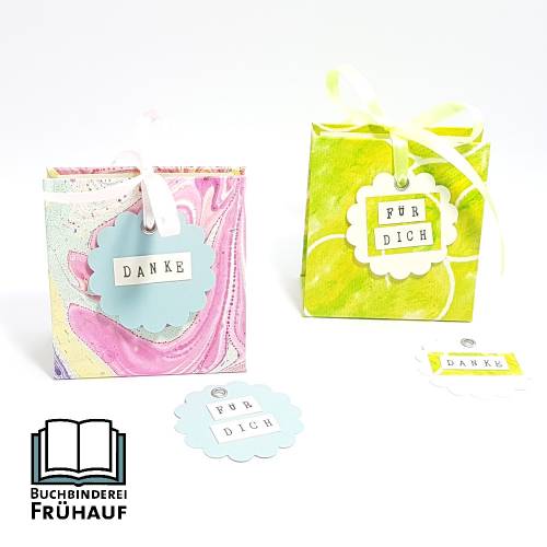 Teebeutelbuch Teealbum Hardcover, 2 Varianten-Marmorpapier oder Kleisterpapier