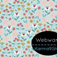 0,5m Webware Flowers hellblau Bild 1