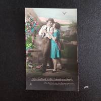 Postkarte, vintage, Fotokarte, ca. 1940, Liebe, verliebt, unbeschrieben, "Wem Gott will rechte Gunst erweisen" Bild 1