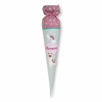 Schultüte Mädchen, Stoffschultüte, Schultüte aus Stoff, Stoffschultüte Mädchen, Schultüte aus Stoff, Motiv Lama
