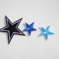 3 Sterne in blau Tönen  verschiedenen Größen SET Applikation zum Aufbügeln Bild 1