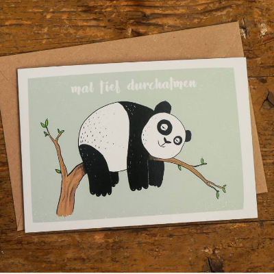 Grußkarte mit Pandabär *Faltkarte mit Umschlag* lustige Postkarte