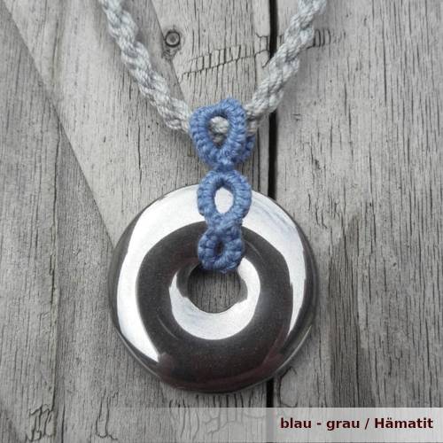 Kordelkette Ida aus Baumwolle mit Edelstein- Donut Verschluss 925er Silber (vergoldet)