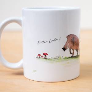 Frühstückstasse Becher, Tasse mit niedlichen Wildschweinen, Kaffeetasse-Geschenk Bild 1