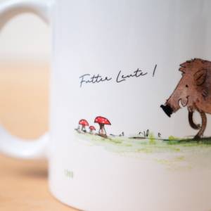 Frühstückstasse Becher, Tasse mit niedlichen Wildschweinen, Kaffeetasse-Geschenk Bild 2
