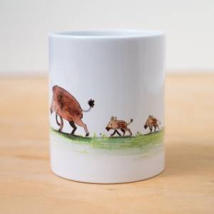 Frühstückstasse Becher, Tasse mit niedlichen Wildschweinen, Kaffeetasse-Geschenk Bild 3