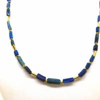 Halskette - blaue römische Glasperlen - Messing - 44,5cm Bild 3