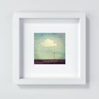 Malerische Landidylle, Landschaft mit Stromleitung und Wolke am Himmel, Bild, Druck quadratisch im Vintage Stil Bild 3