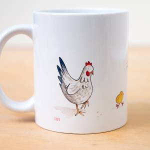 Frühstückstasse mit Huhn, Tasse mit niedlichen Hühnern, Kaffeetasse Bild 1