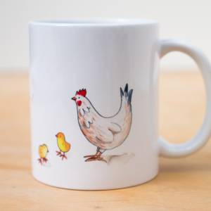 Frühstückstasse mit Huhn, Tasse mit niedlichen Hühnern, Kaffeetasse Bild 3