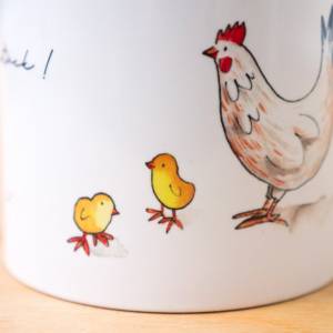 Frühstückstasse mit Huhn, Tasse mit niedlichen Hühnern, Kaffeetasse Bild 4