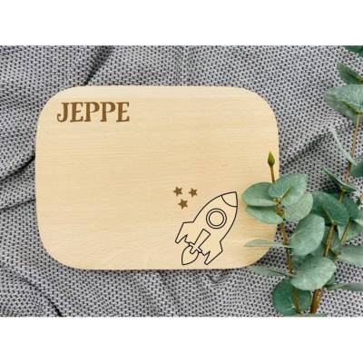 Brett Frühstücksbrett Schneidebrett Kinderbrett Geschenk Geburtstag Weihnachten Küche Junge Mädchen Rakete Name