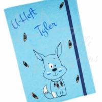 personalisierte U-Heft-Hülle aus Filz mit ImpfpassFach / Boho-Hund & Name & Datum Bild 1