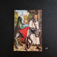 vintage, Postkarten, Fotokarte Flucht aus Ägypten, Maria, Joseph, Kind, Esel Bild 1