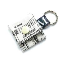 Einkaufswagenchip Musiknoten beige schwarz Täschchen Schlüsselanhänger mit Chip  Chiptäschchen Musiker Noten Bild 1
