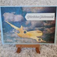 Geburtstagskarte - Herzlichen Glückwunsch - Flugzeug - Himmel und Wolken Bild 1