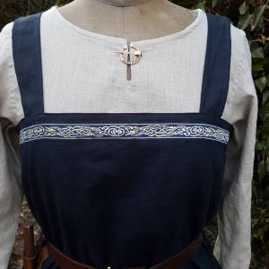 Wikinger Kleid, blaues Leinen Schürzenkleid, Mittelalter Gewandung, Cosplay Kostüm, LARP Bild 2
