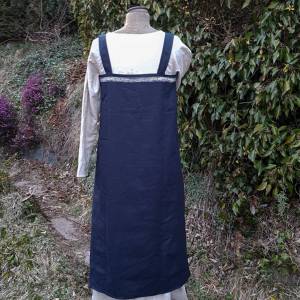Wikinger Kleid, blaues Leinen Schürzenkleid, Mittelalter Gewandung, Cosplay Kostüm, LARP Bild 6