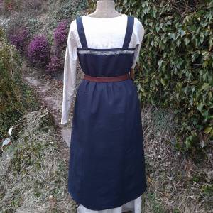 Wikinger Kleid, blaues Leinen Schürzenkleid, Mittelalter Gewandung, Cosplay Kostüm, LARP Bild 7