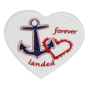 Stickapplikation maritim Herz Anker Aufbügler Filz Applikation