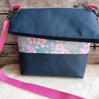 Tasche Fold-Over * Umhängetasche * Blau - Kirschblüten Bild 1