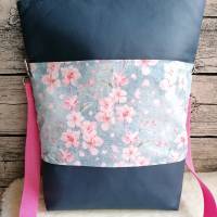 Tasche Fold-Over * Umhängetasche * Blau - Kirschblüten Bild 2