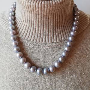 Perlenkette im strahlenden Silbergrau – Süßwasser-Perlenkette – Klassiker in 50 cm Länge 925er Silber Bild 8