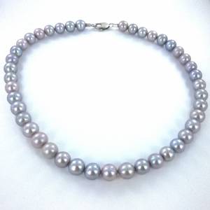 Perlenkette im strahlenden Silbergrau – Süßwasser-Perlenkette – Klassiker in 50 cm Länge 925er Silber Bild 9