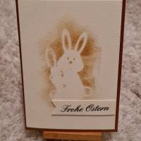 Osterkarte " Frohe Ostern " Hase mit Möhre Bild 1