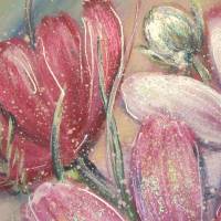 COSMEA - SCHMUCKKÖRBCHEN  -  Blumenbild mit Metallikakzenten und Glitter auf Leinwand 80cm x 60cm Bild 4