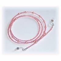 Brillenkette rosefarben mit Glaswachsperlchen, Brillenband für die Frau Bild 1