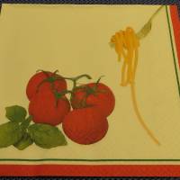 5 Servietten / Motivservietten / Tomaten / Basilikum / Spaghetti / Essen / Speisen / Obst / Gemüse / Eis / Süsses E 43 Bild 1