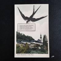 Postkarte, vintage, Fotokarte Kloster Mariabuchen mit Schwalbe und Text, unbeschrieben, Bild 1