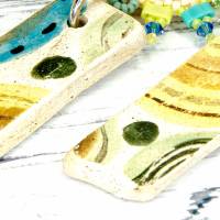lässige bunte hippie ohrstecker, geschenk, ostern, ohrringe, beadwork, keramik, glasperlen türkis, beige Bild 4
