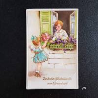 Postkarte, vintage, Glückwunschkarte zum Namenstag, ca. 1950, Goldrelief, HWB SER 3109, unbeschrieben Bild 1