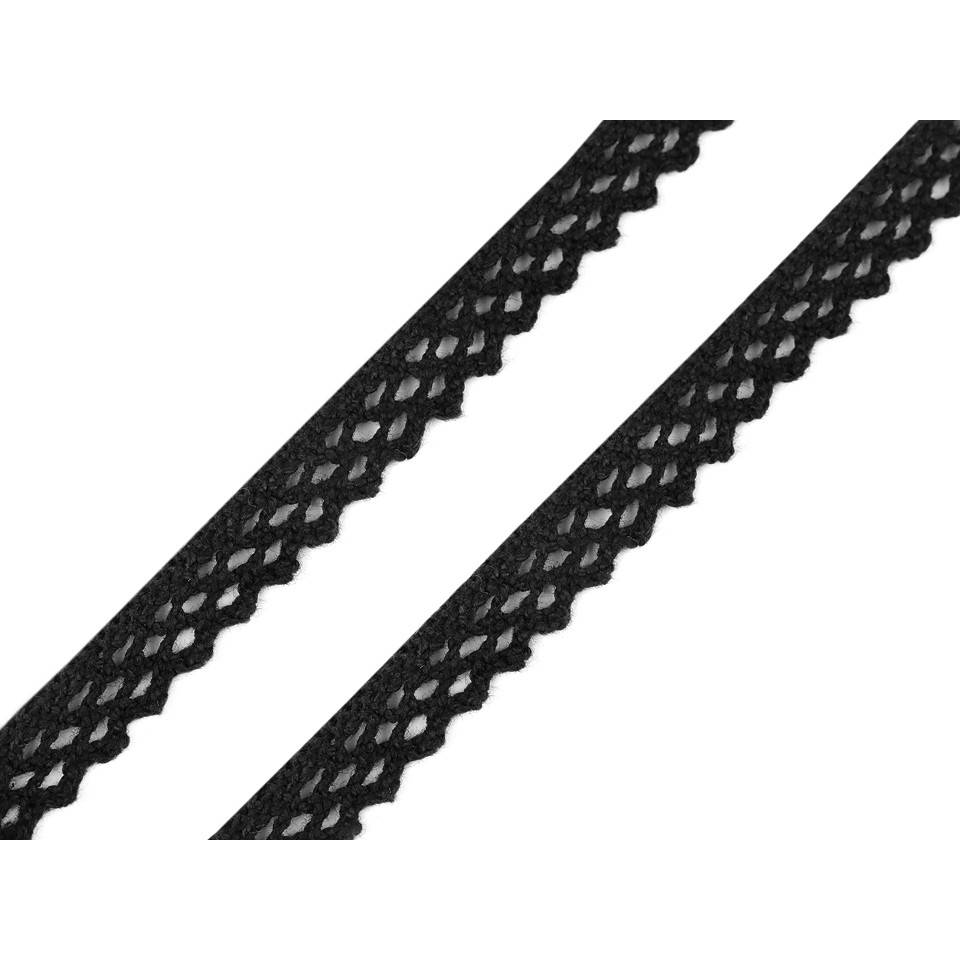 Klöppelspitze schwarz aus Baumwolle 12mm Bild 1
