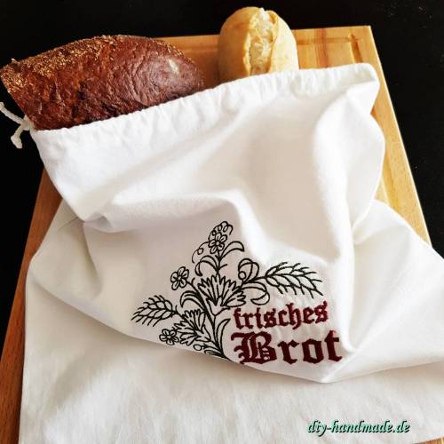 Brotbeutel wie bei Oma, Stoffbeutel aus Baumwolle für Brot und Brötchen, 34 x 38  cm, Unikat