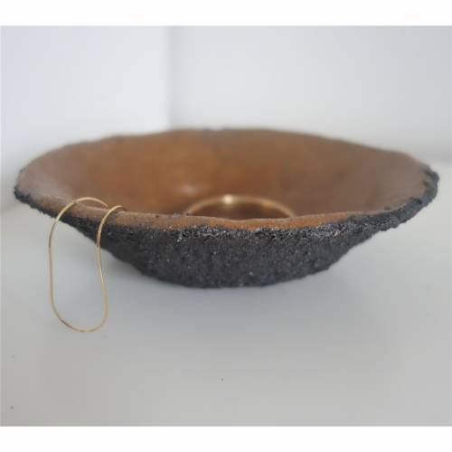 Handgemachte Dekoschale aus Ton Industrial Design | Schüssel grau gold | runde Schale zur Wohnzimmerdeko | Dekoteller al