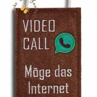 Bestickter Door-Hanger Türschild Türhänger Homeoffice Video Call Möge das Internet mit Dir sein witzige Geschenkideen Bild 1