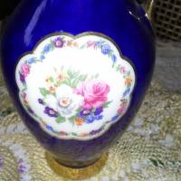 Vintage Vase Echt Kobalt Rosen - Henkelvase Bild 2