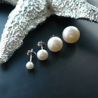 Echte Süßwasser -Perlen Ohrstecker,pearl studs,klassische Perlen-Ohrstecker,Echt Silber Perlen-Ohrstecker,Perlenschmuck Bild 1