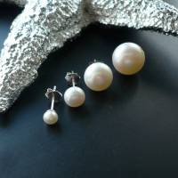 Echte Süßwasser -Perlen Ohrstecker,pearl studs,klassische Perlen-Ohrstecker,Echt Silber Perlen-Ohrstecker,Perlenschmuck Bild 2